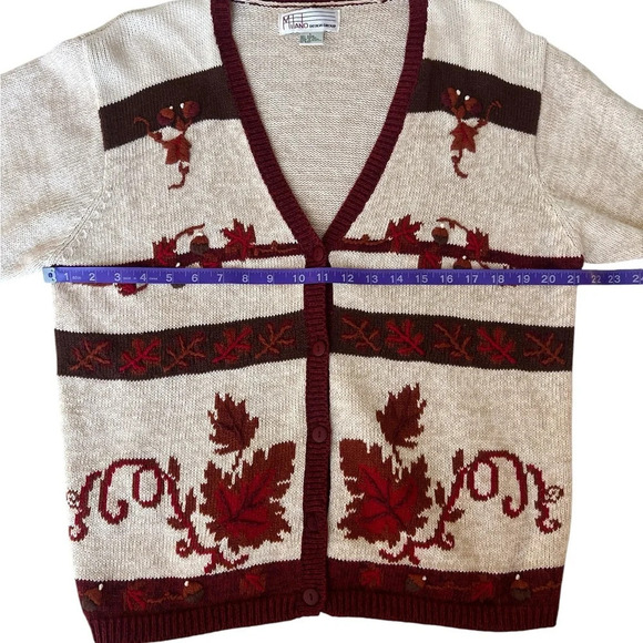 MILANO Vintage 90s Embroidered V Neck Grandma Core Fall Autumn Cardigan Sweater - Picture 7 of 9